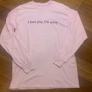 NWOT Gracie Abrams medium pink long sleeve I love you I am sorry concert tshirt